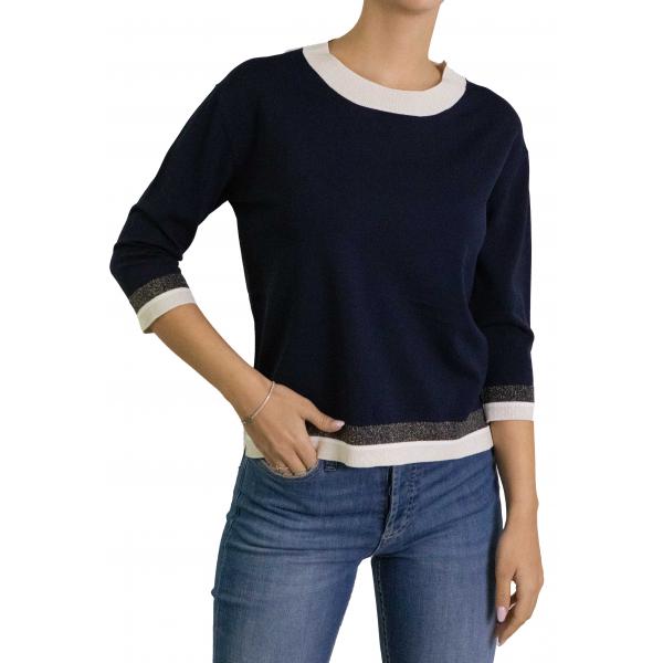 Maglia girocollo con contrasti di colore 